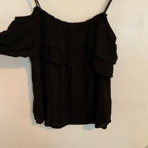 Black cropped off-the-shoulder top